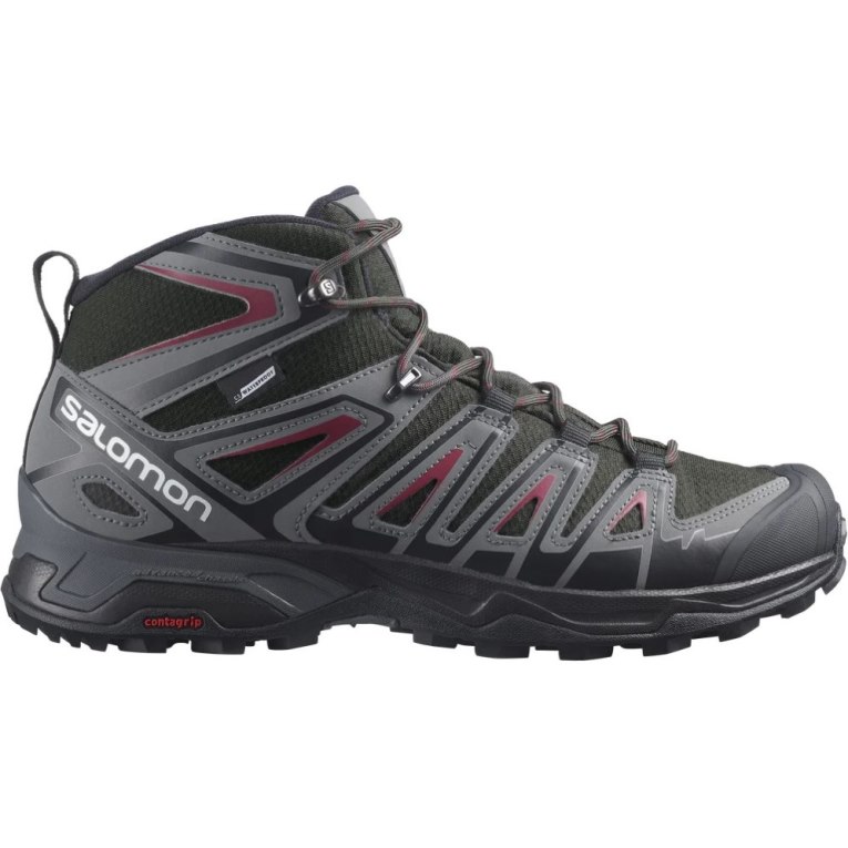 Black Salomon X Ultra Pioneer Mid CSWP Men\'s Hiking Boots | PH 91852M